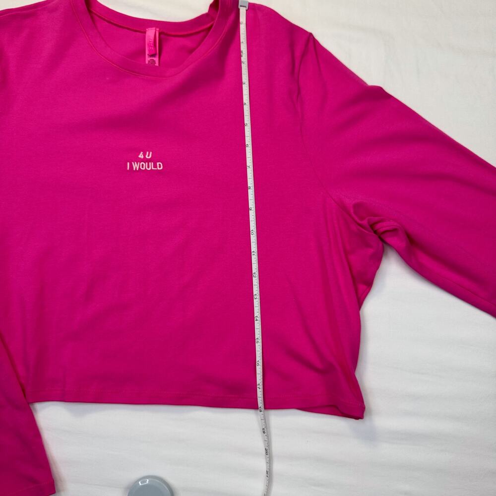 SKIMS Hot Pink Cropped Tee 4XL Rare Barbiecore Y2K 4U I WOULD Festival Statement - Picture 14 of 16